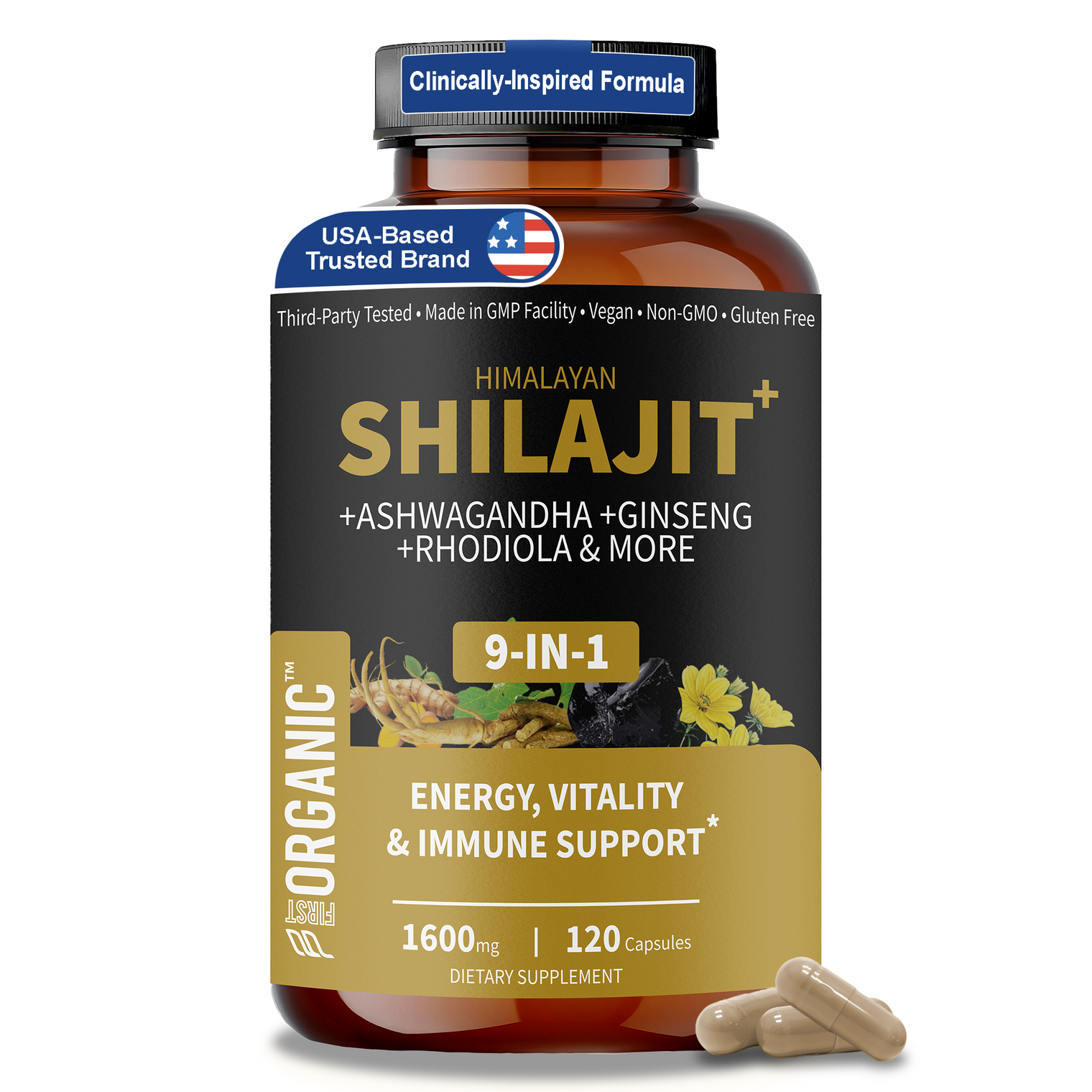 Himalayan Shilajit+ Complex 1600mg | Vitality & Performance | 9-in-1 Synergy with Ashwagandha, Tongkat Ali, Ginseng & more for Strength & Endurance