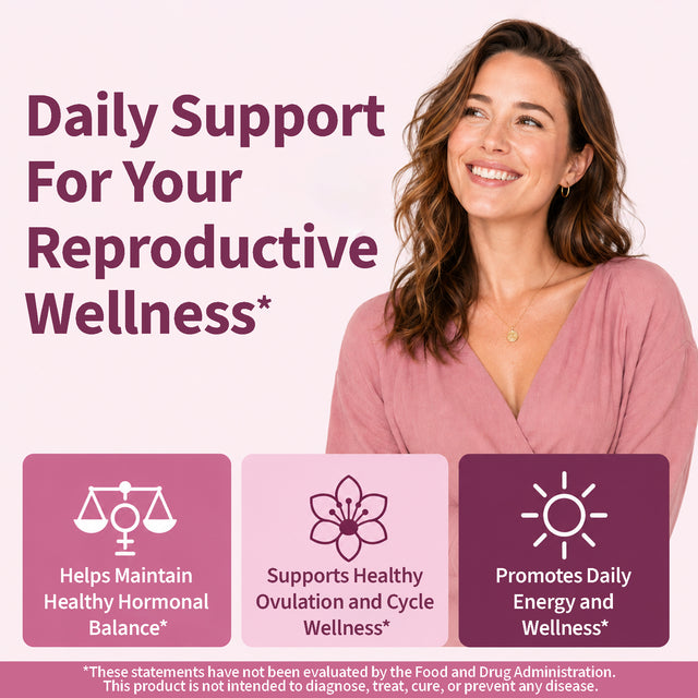 Women’s Fertility, Ovulation & Cycle Support for Reproductive Balance & Conception | Inositol Blend with Myo-Inositol, D-Chiro, Vitex & Shatavari | PCOS & Hormone Balance | Vegan, Non-GMO, 120 Caps