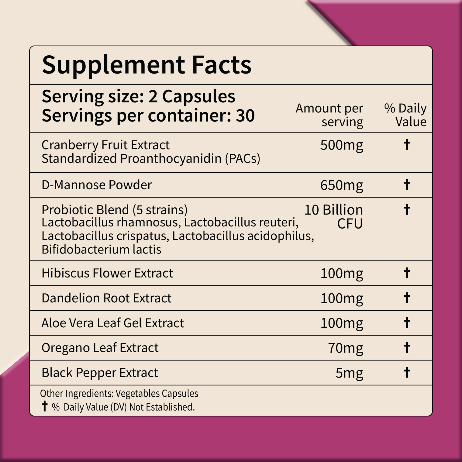 UTI Flora & Odor Pro+ | Intimate Freshness & Comfort Support with Cranberry, D-Mannose, Vaginal Probiotic, Hibiscus, Dandelion | Third-party Tested, GMP Facility, Vegan, Non-GMO, Gluten-Free | 60 Caps