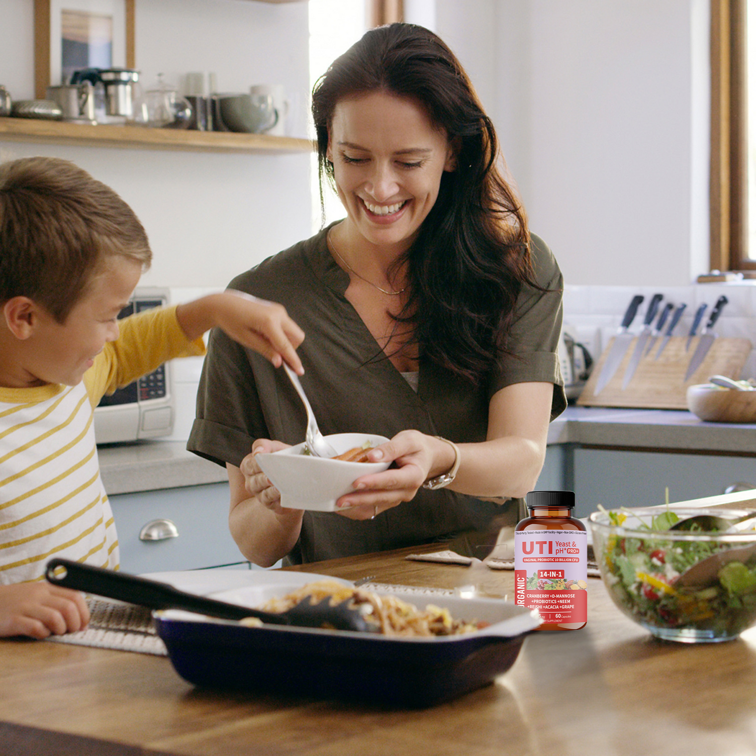 UTI Yeast & pH Pro+ | Daily Feminine Hydration & Balance Support with Cranberry, D-Mannose, Vaginal Probiotic, Neem, Reishi, Acacia | Third-party Tested, GMP Facility, Vegan, Gluten-Free | 60 Caps