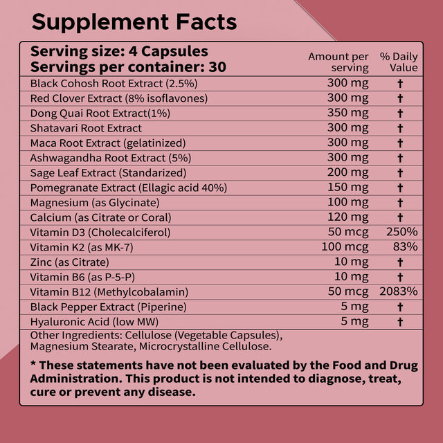 EstroEase Balance+ | Plant-Based Women’s Wellness Formula | Menopause, Cycle & Hormonal Balance Support | Third-party Tested, Vegan, Non-GMO, Gluten Free | 120 Capsules