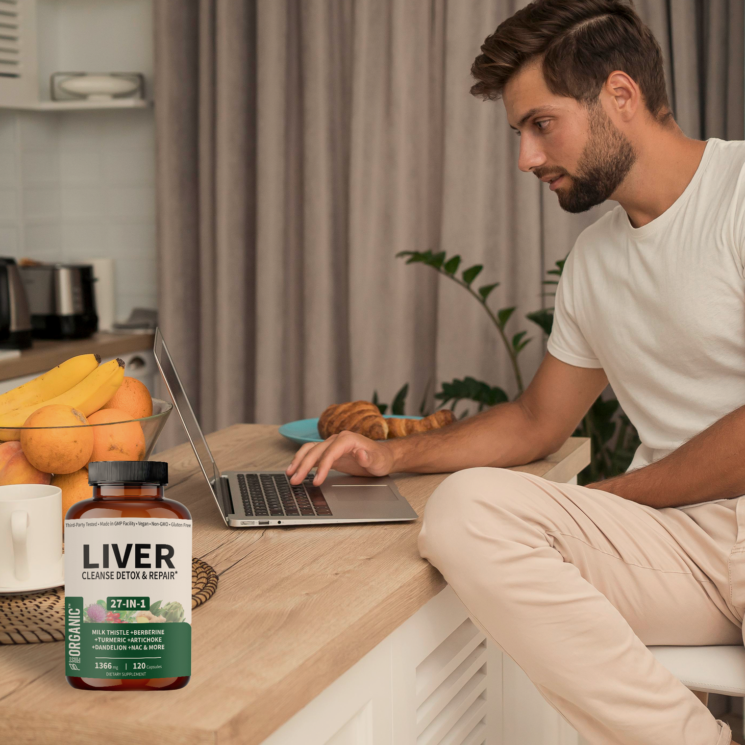 Liver Cleanse Detox & Repair 1366mg | 26-in-1 Synergy with Milk Thistle, Artichoke, Chaga, Dandelion & more | Third-party Tested, Vegan, Non-GMO, Gluten Free | 120 Capsules