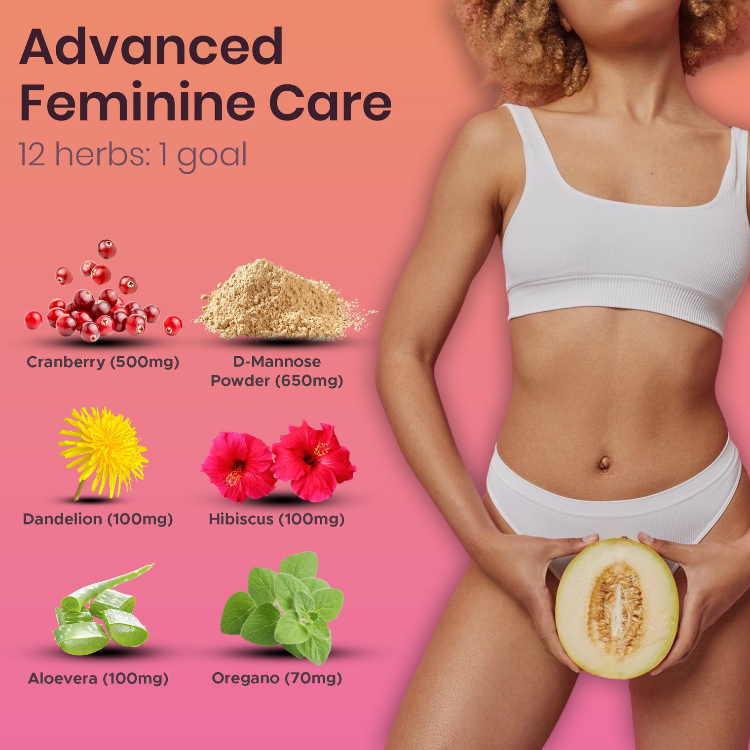 Women’s Advanced Intimate Care Probiotic | Vaginal Microflora & Daily Support for Urinary Tract, Yeast, Odor & pH Balance | Cranberry, D-Mannose & Hibiscus | Vegan, Non-GMO, 3rd-Party Tested, 60Caps