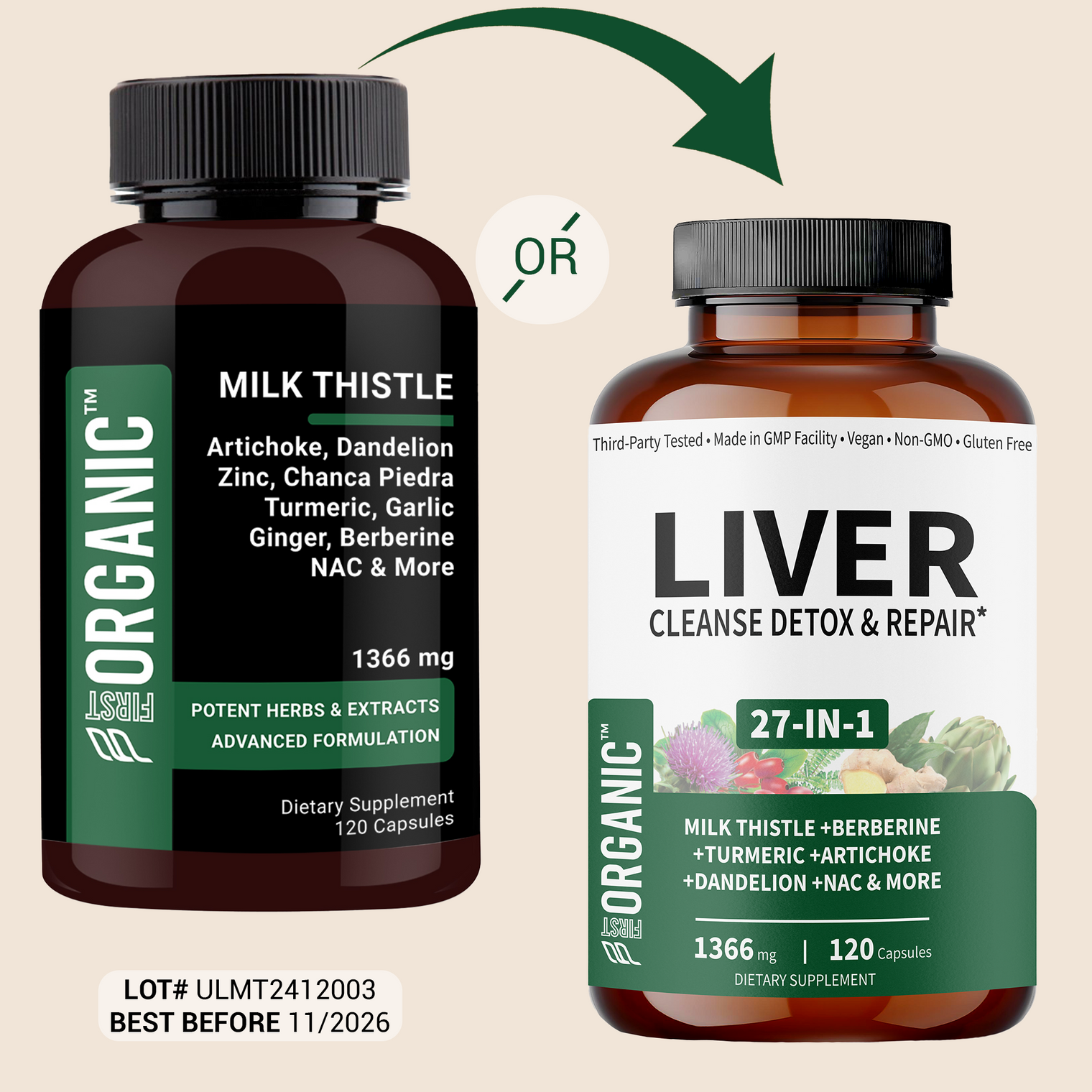 Liver Cleanse Detox & Repair 1366mg | 26-in-1 Synergy with Milk Thistle, Artichoke, Chaga, Dandelion & more | Third-party Tested, Vegan, Non-GMO, Gluten Free | 120 Capsules