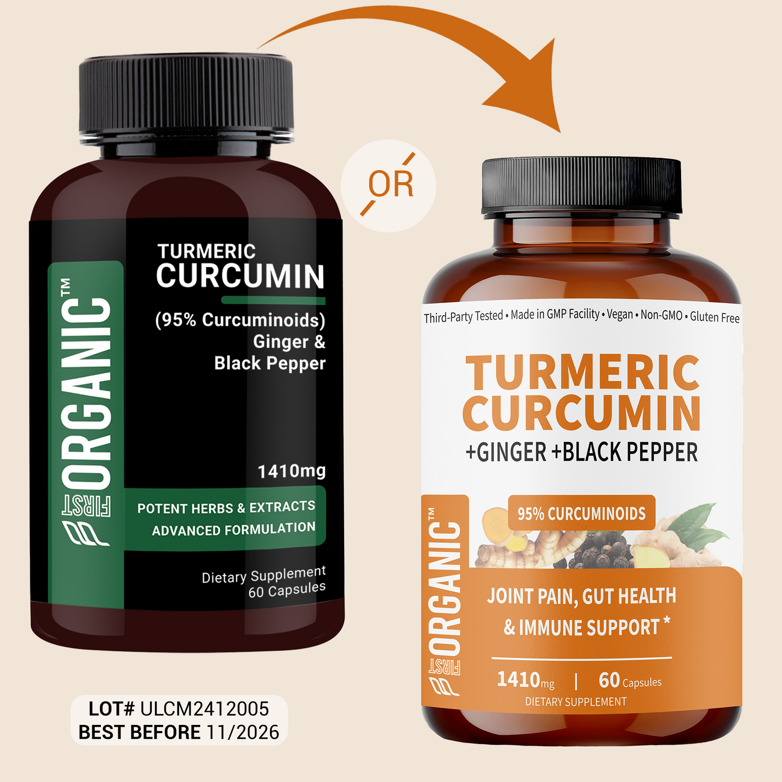 Turmeric & Ginger Complex 1410mg | Joint & Immune Support | 95% Curcuminoids & Black Pepper with Boswellia, MSM & more for Enhanced Absorption Support