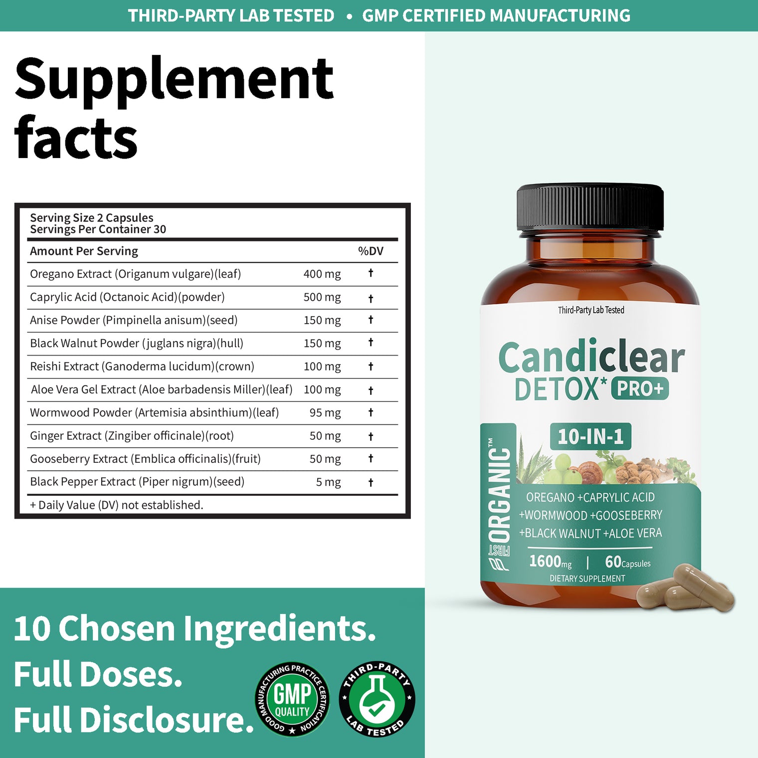 Women’s Candida Cleanse & Yeast Balance | Herbal Parasite Detox with Oregano, Wormwood, Black Walnut & Clove | Gut, Digestive & Flora Rebalance Formula | Third-Party Tested, Vegan, Non-GMO, 60 Caps