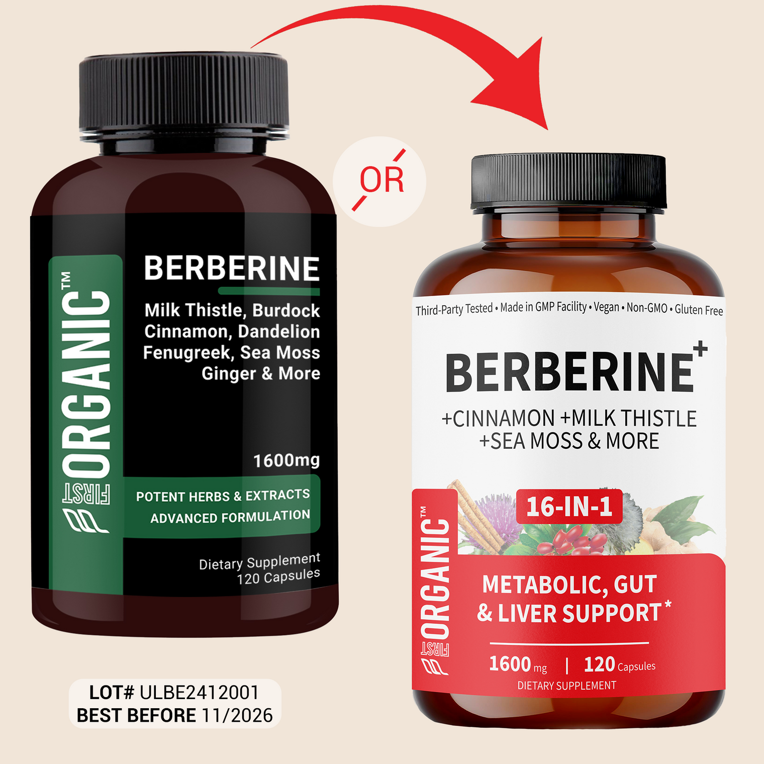 Berberine HCL+ Complex 1600mg | Glucose & Metabolic Balance | 16-in-1 Synergy with Milk Thistle, Cinnamon, Dandelion, Fenugreek & more for Gut & Liver Health