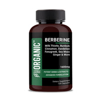 Berberine HCL Supplement - 1600mg for Blood Sugar, Liver & Digestive Support with Ceylon Cinnamon, Milk Thistle, Liver & Gut Complex – 60/120 Capsules – Gluten Free, Vegan, Non-GMO