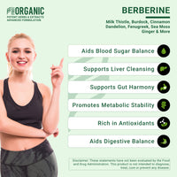 Berberine HCL Supplement - 1600mg for Blood Sugar, Liver & Digestive Support with Ceylon Cinnamon, Milk Thistle, Liver & Gut Complex – 60/120 Capsules – Gluten Free, Vegan, Non-GMO