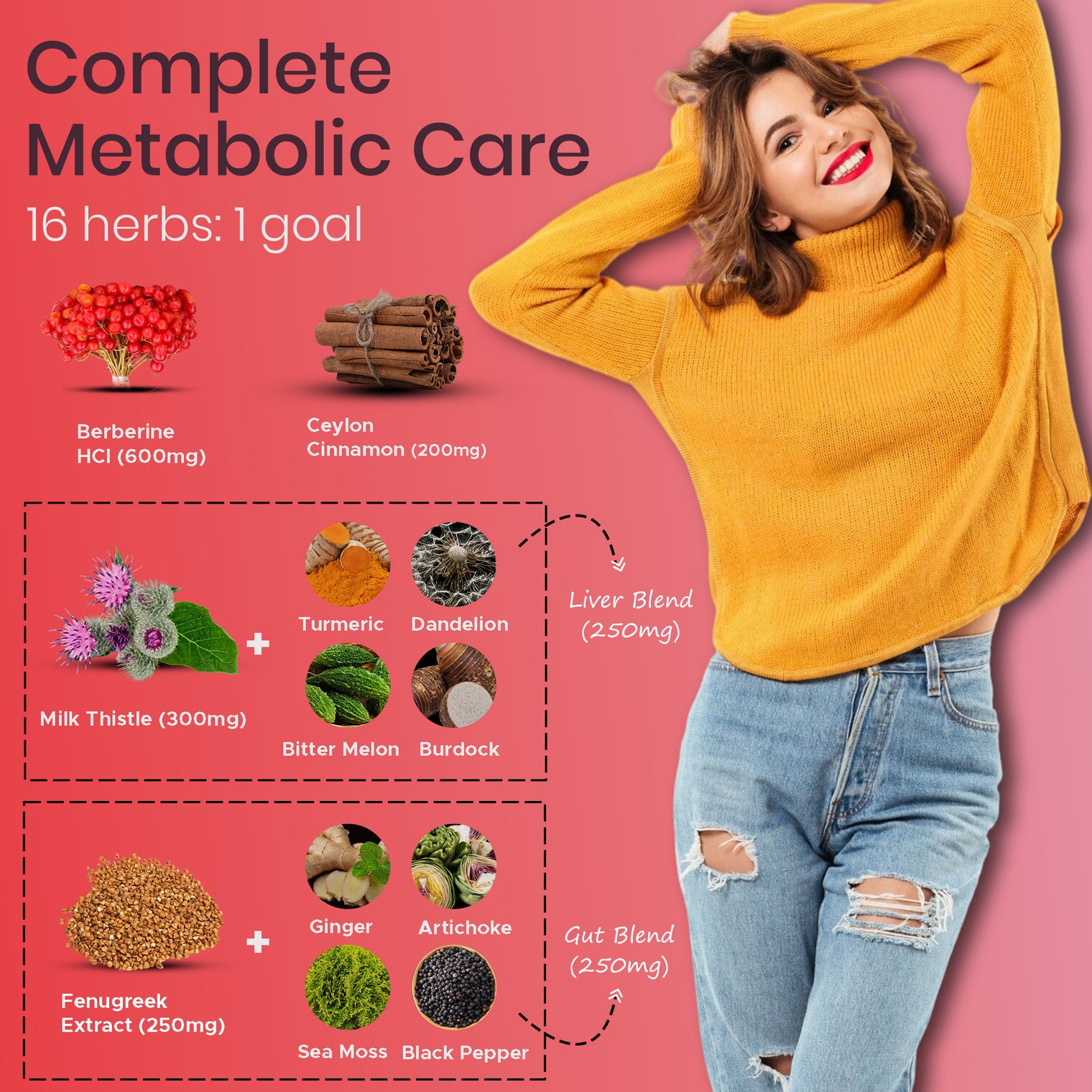 Premium Metabolic Guard+ Complex | Multi-Ingredient Botanical Blend with Berberine HCL, Cinnamon, Milk Thistle, NAC & Zinc | Plant-Based Daily Liver & Gut Formula | Third-Party Lab Tested, Vegan, Non-GMO, Gluten-Free, 60/120 Caps