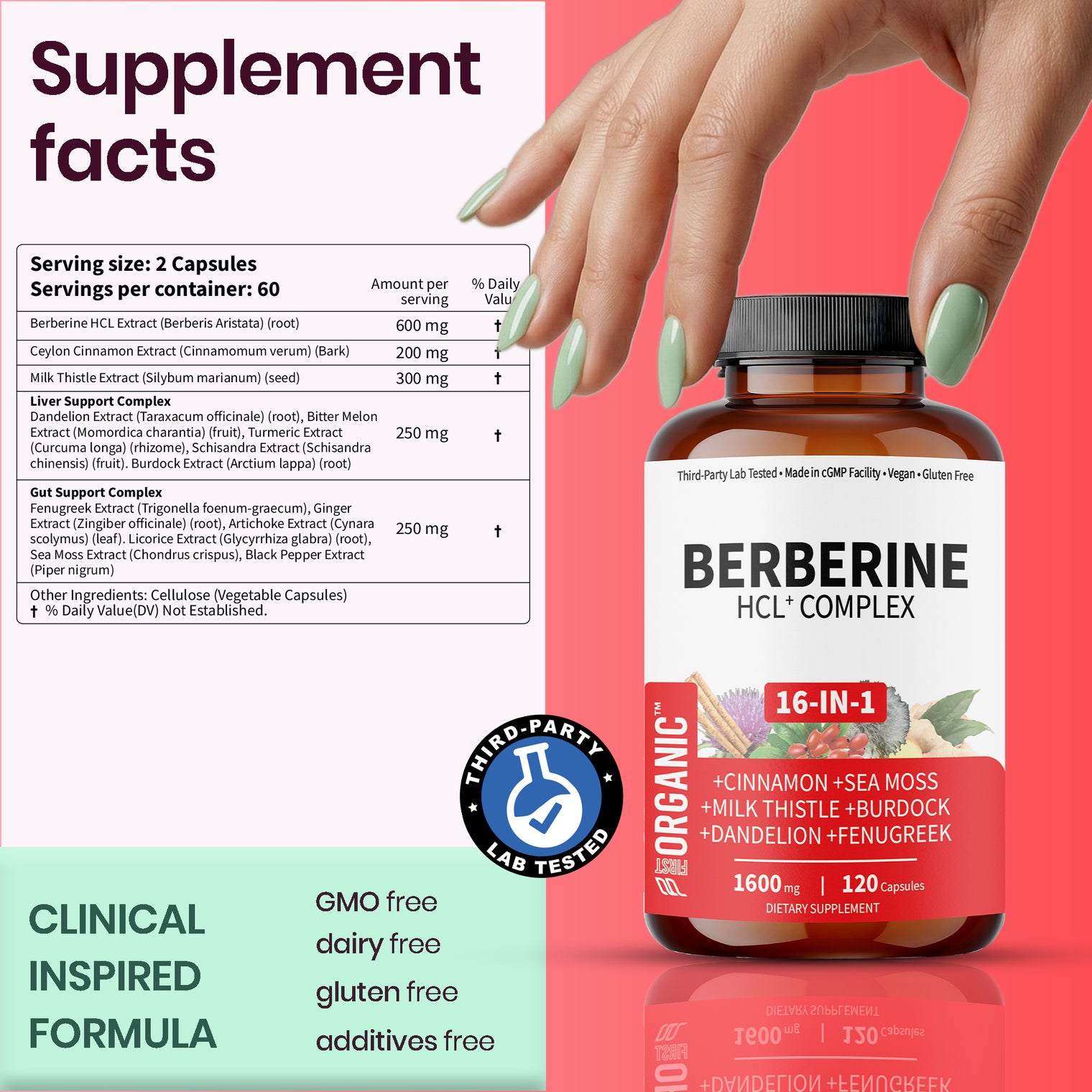 Premium Metabolic Guard+ Complex | Multi-Ingredient Botanical Blend with Berberine HCL, Cinnamon, Milk Thistle, NAC & Zinc | Plant-Based Daily Liver & Gut Formula | Third-Party Lab Tested, Vegan, Non-GMO, Gluten-Free, 60/120 Caps
