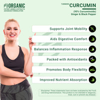 Turmeric Curcumin (95% Curcuminoids) & Ginger Capsules - 1410mg Herbal Supplement for Joint Health, Anti-Inflammatory & Digestive Support - 60 Vegan Capsules| Gluten Free, Vegan, Non-GMO