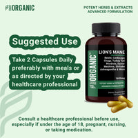 Lion’s Mane Mushroom Complex Capsules- 1600mg | Focus, Immune & Stress Support