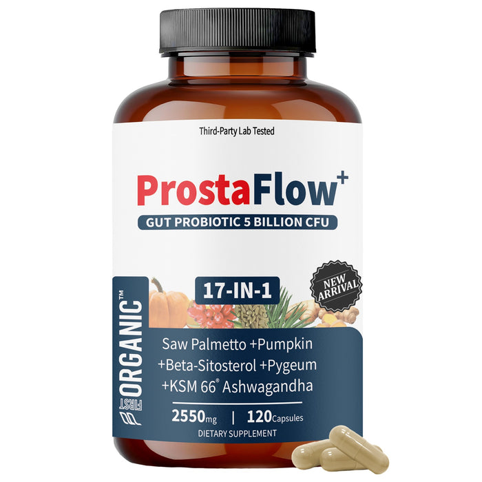 Men's Advanced Prostate Size and Urinary Comfort Support with Probiotic | 2550mg - 120Caps | 17-in-1 with Saw Palmetto, Beta-Sitosterol, Pygeum, Stinging Nettle, Pumpkin Seed & KSM-66 Ashwagandha | Third-party Lab Tested