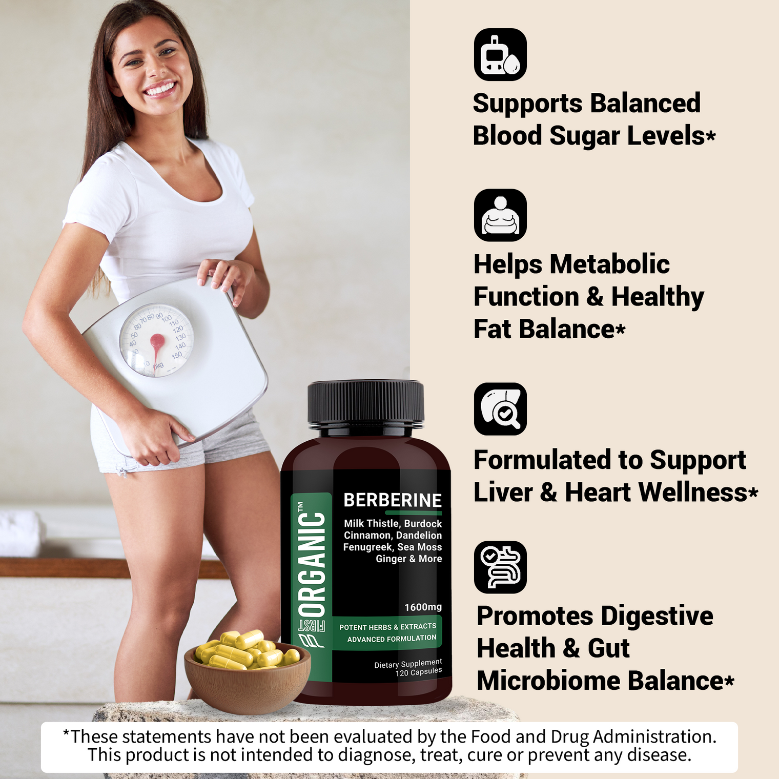 Berberine HCL+ Complex 1600mg | Glucose & Metabolic Balance | 16-in-1 Synergy with Milk Thistle, Cinnamon, Dandelion, Fenugreek & more for Gut & Liver Health