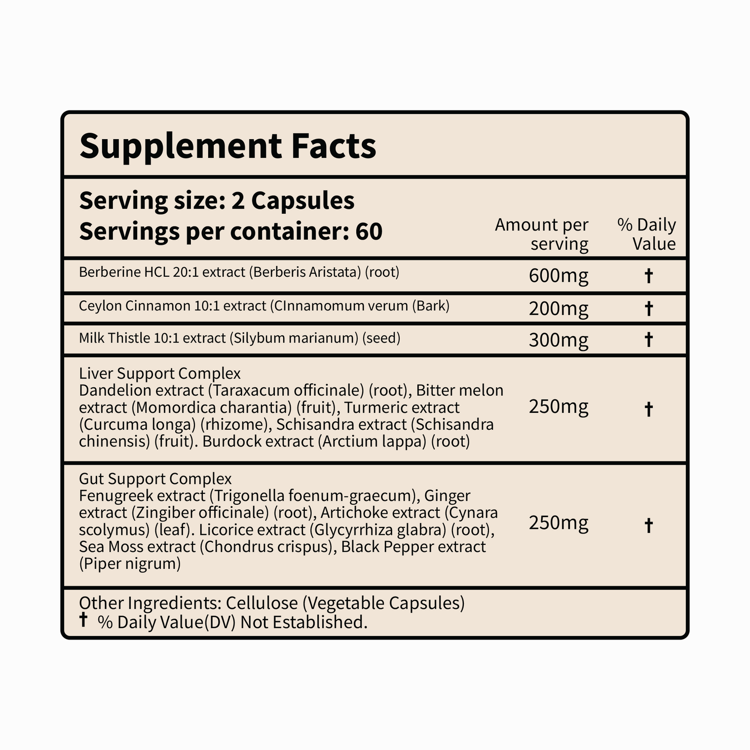 Berberine HCL+ Complex 1600mg | Glucose & Metabolic Balance | 16-in-1 Synergy with Milk Thistle, Cinnamon, Dandelion, Fenugreek & more for Gut & Liver Health