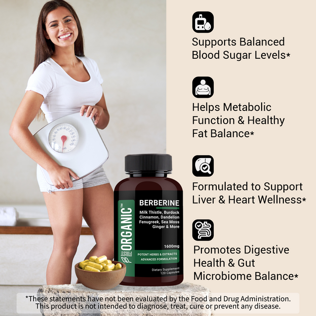 Berberine HCL+ Complex 1600mg | Glucose & Metabolic Balance | 16-in-1 Synergy with Milk Thistle, Cinnamon, Dandelion, Fenugreek & more for Gut & Liver Health