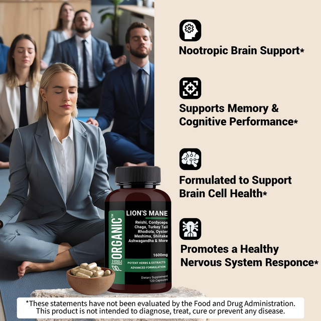 Lion’s Mane Mushroom Complex 1600mg | Cognitive & Immune Support | 17-in-1 Synergy with Reishi, Cordyceps, Chaga & more for Focus & Mental Clarity