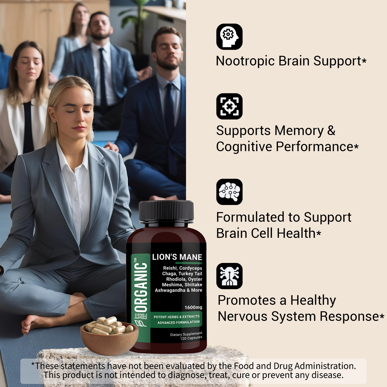 Lion’s Mane Mushroom Complex 1600mg | Cognitive & Immune Support | 17-in-1 Synergy with Reishi, Cordyceps, Chaga & more for Focus & Mental Clarity