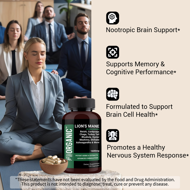 Lion’s Mane Mushroom Complex 1600mg | Cognitive & Immune Support | 17-in-1 Synergy with Reishi, Cordyceps, Chaga & more for Focus & Mental Clarity