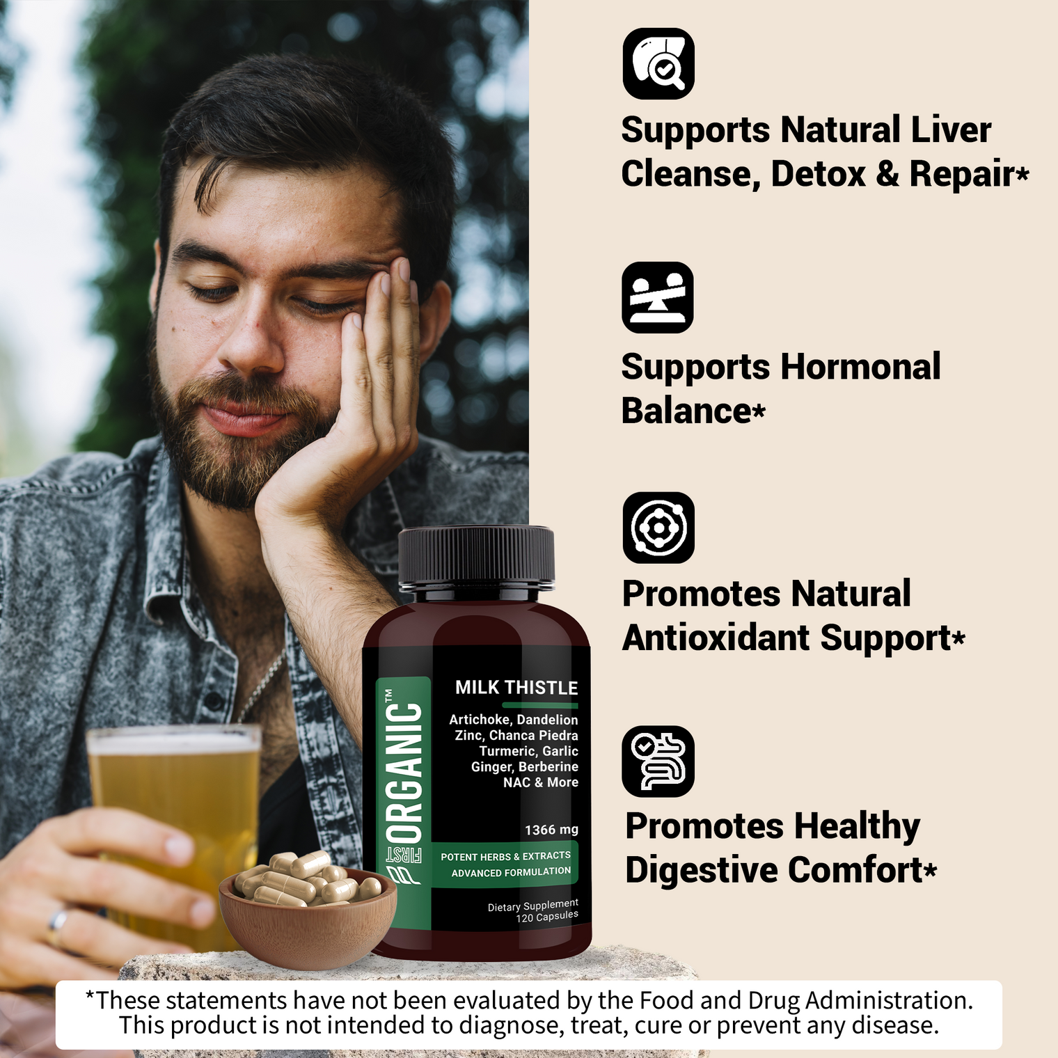 Milk Thistle+ Complex 1366mg | Liver Detox & Antioxidant Support | 26-in-1 Synergy with Chanca Piedra, Beet Root & more for Gut & Liver Wellness