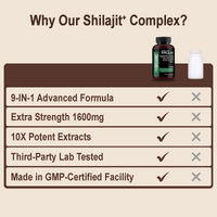 Himalayan Shilajit+ Complex 1600mg | Vitality & Performance | 9-in-1 Synergy with Ashwagandha, Tongkat Ali, Ginseng & more for Strength & Endurance