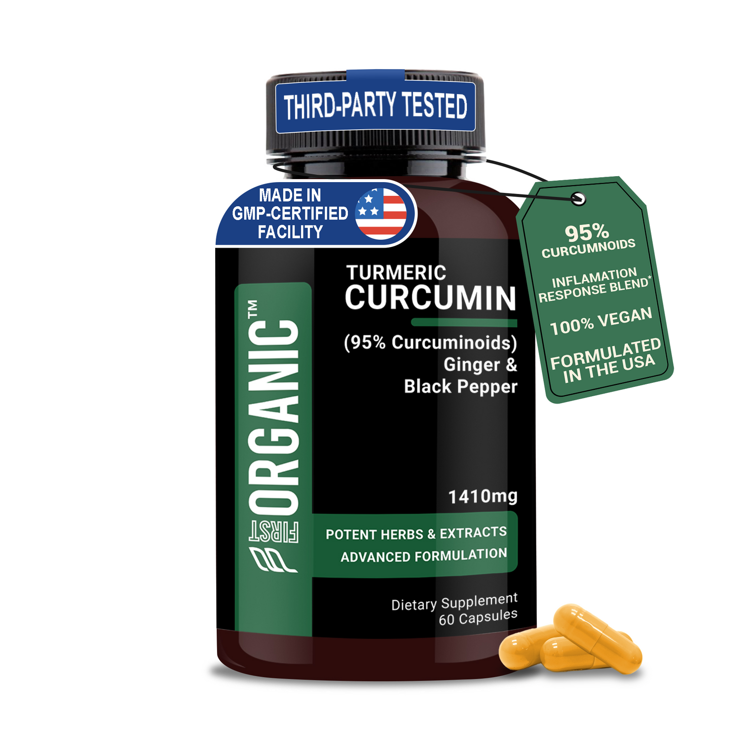 Turmeric & Ginger Complex 1410mg | Joint & Immune Support | 95% Curcuminoids & Black Pepper with Boswellia, MSM & more for Enhanced Absorption Support