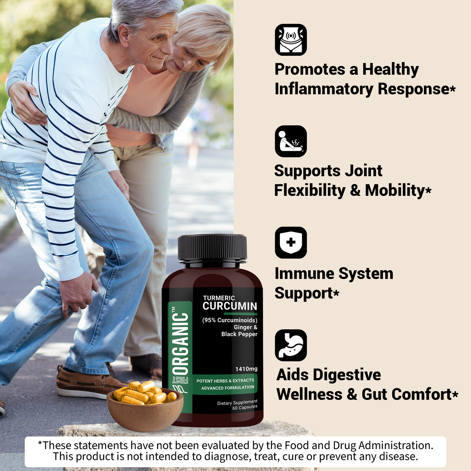 Turmeric & Ginger Complex 1410mg | Joint & Immune Support | 95% Curcuminoids & Black Pepper with Boswellia, MSM & more for Enhanced Absorption Support